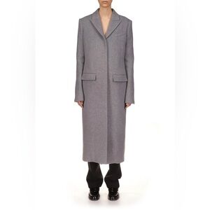 MARINA MOSCONE Wool Melangé Car Coat In Grey, NWT